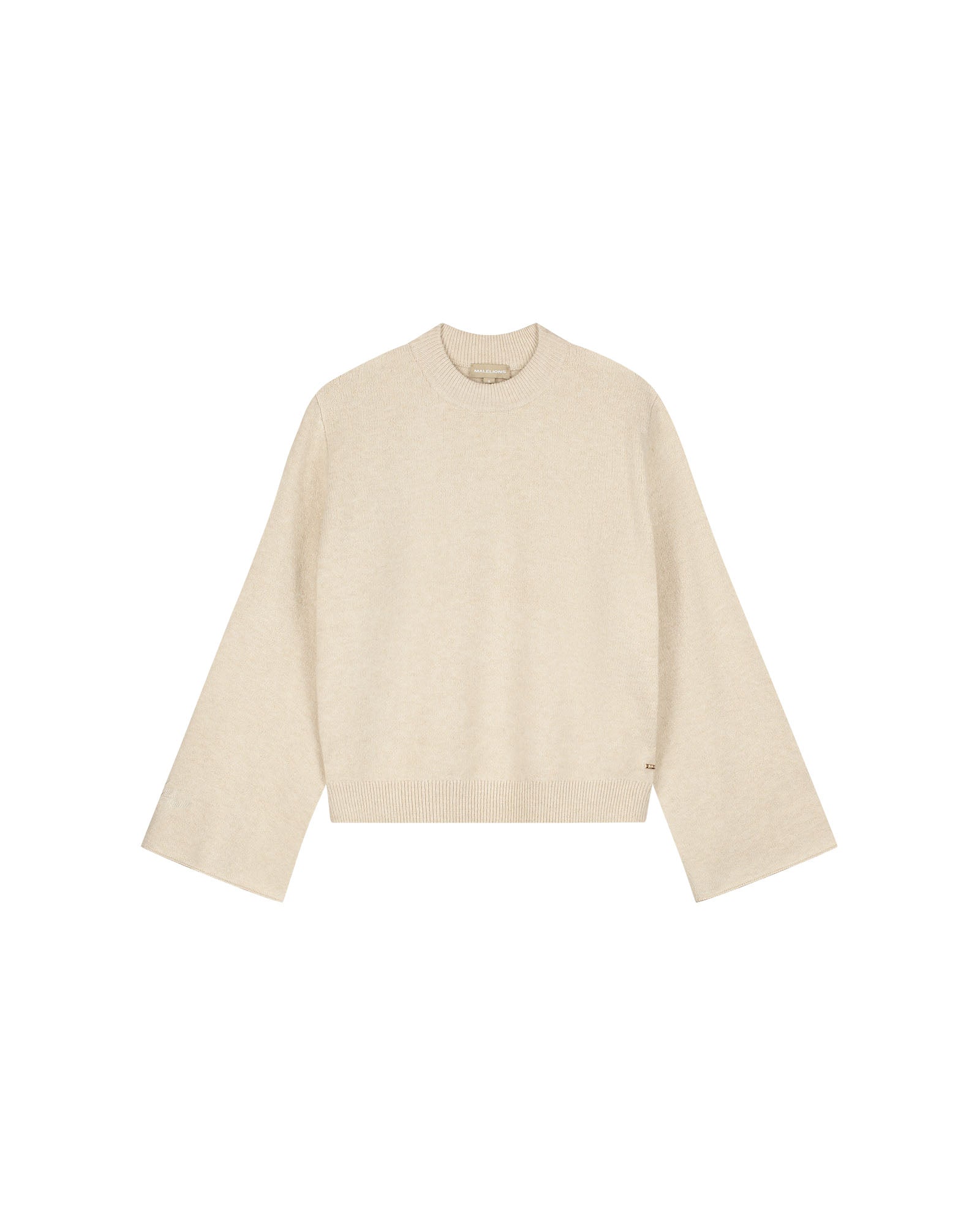 Malelions Women Oversized Knitted Sweater- Beige