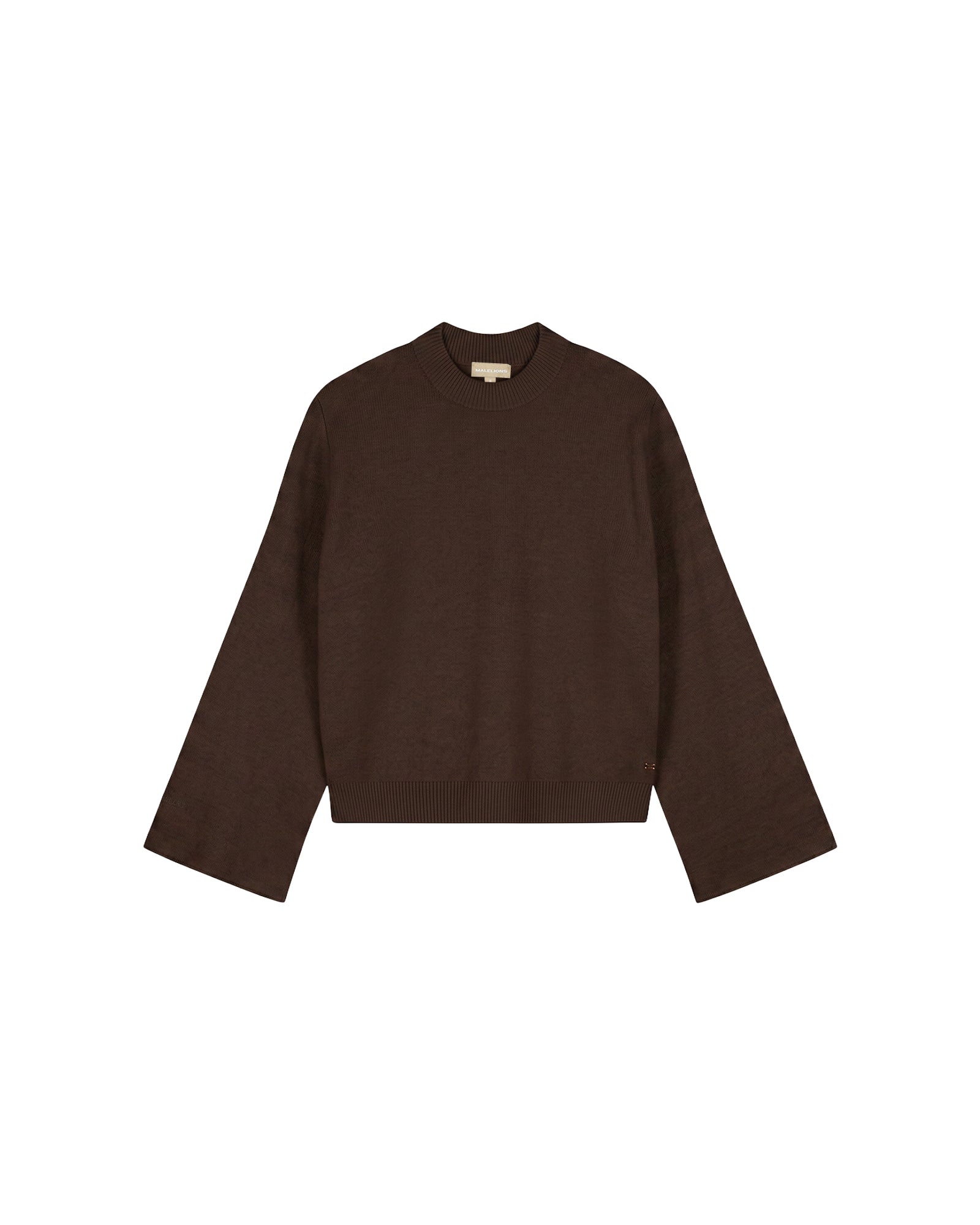 Malelions Women Oversized Knitted Sweater- Dark Brown