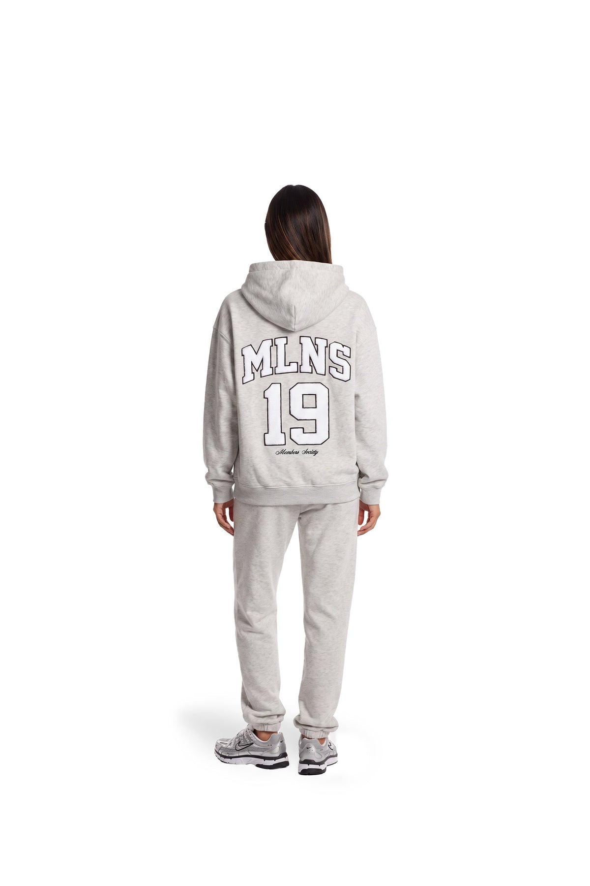Malelions Women Sherpa Applique Match Hoodie- Grey Melange