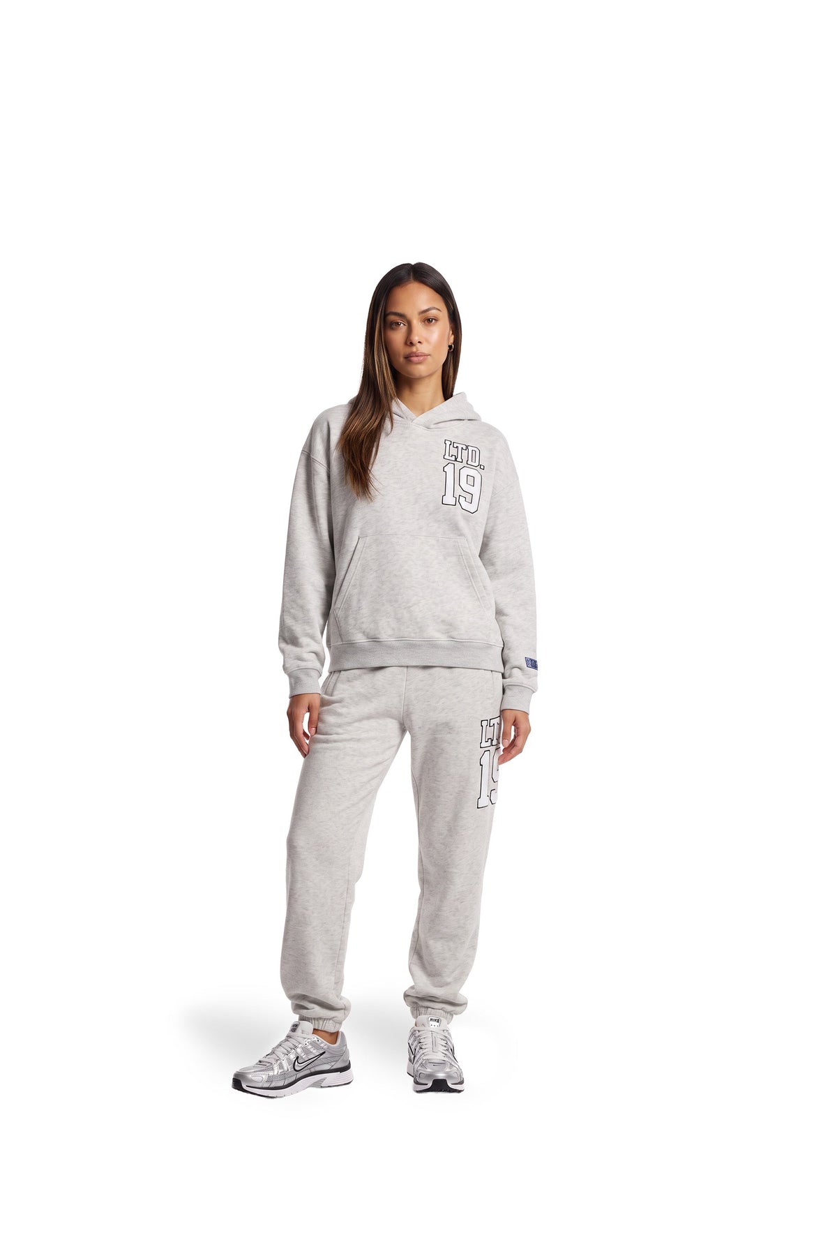 Malelions Women Sherpa Applique Match Hoodie- Grey Melange