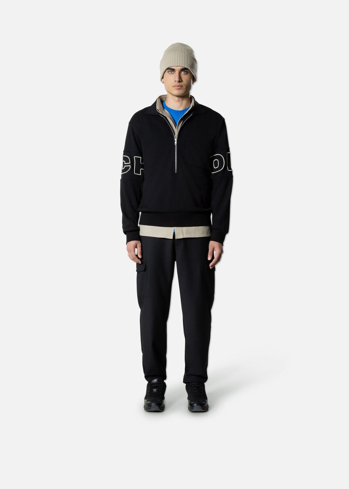 Off The Pitch Half-Zip Polo Sweater- Black