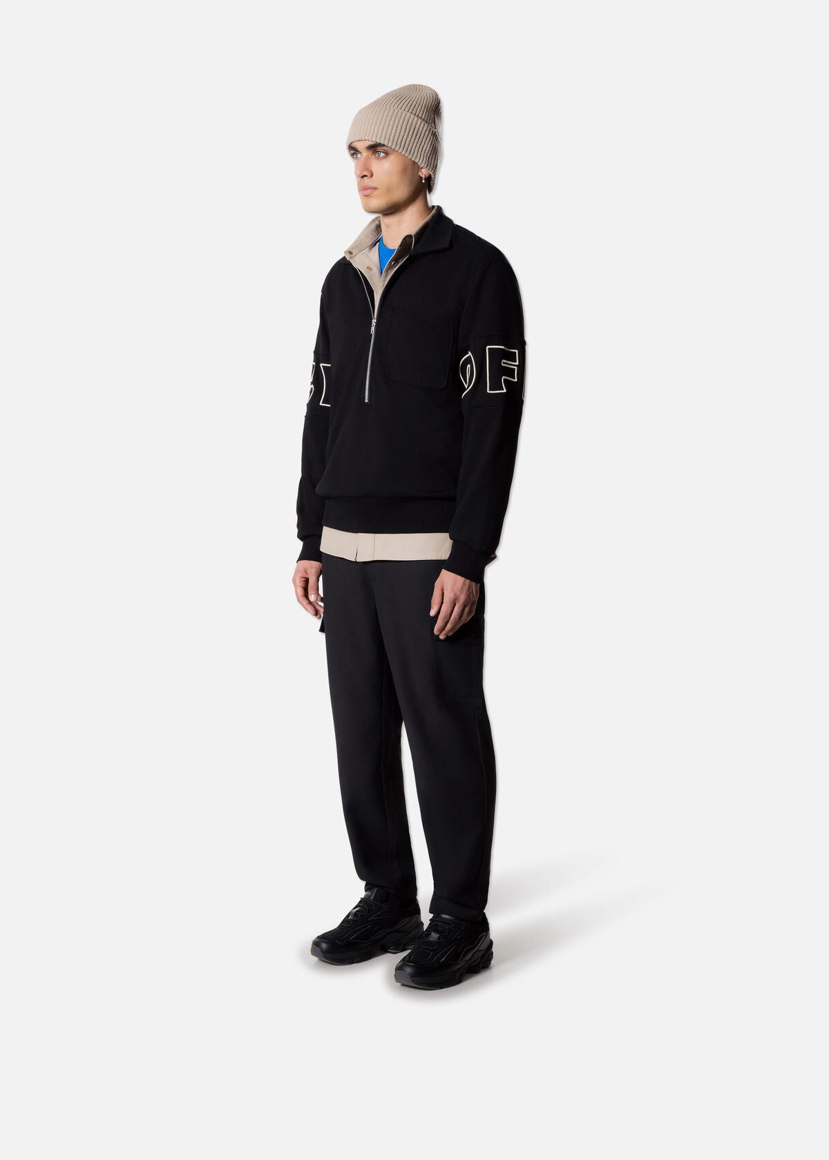 Off The Pitch Half-Zip Polo Sweater- Black