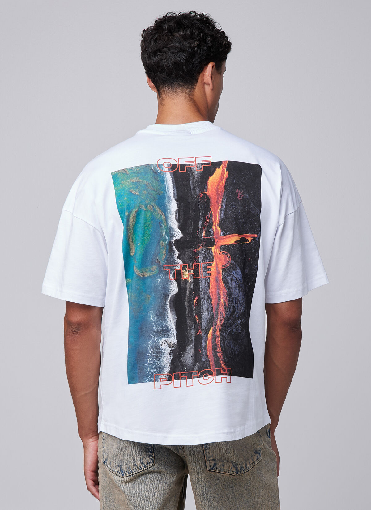 Off The Pitch Lava Oversized Tee- White