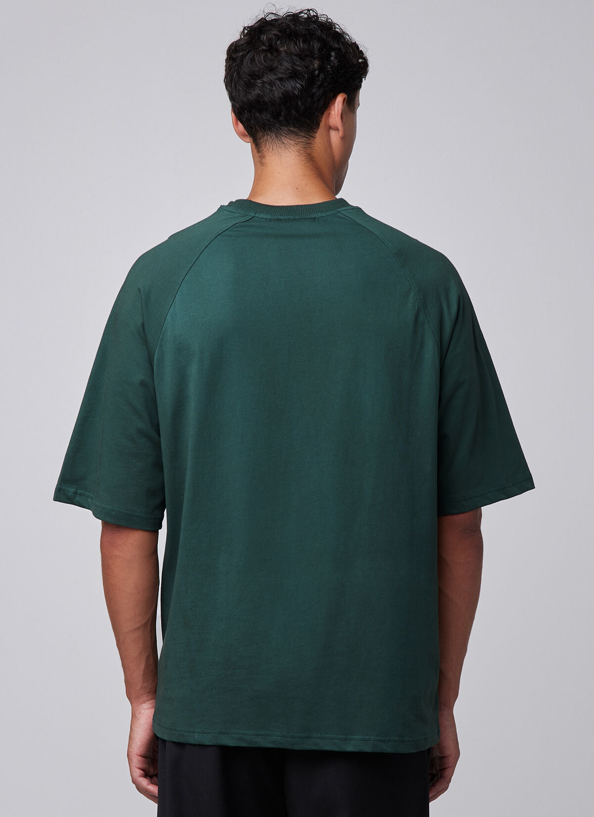 Off The Pitch Raglan Loose Fit Tee- Forest Green