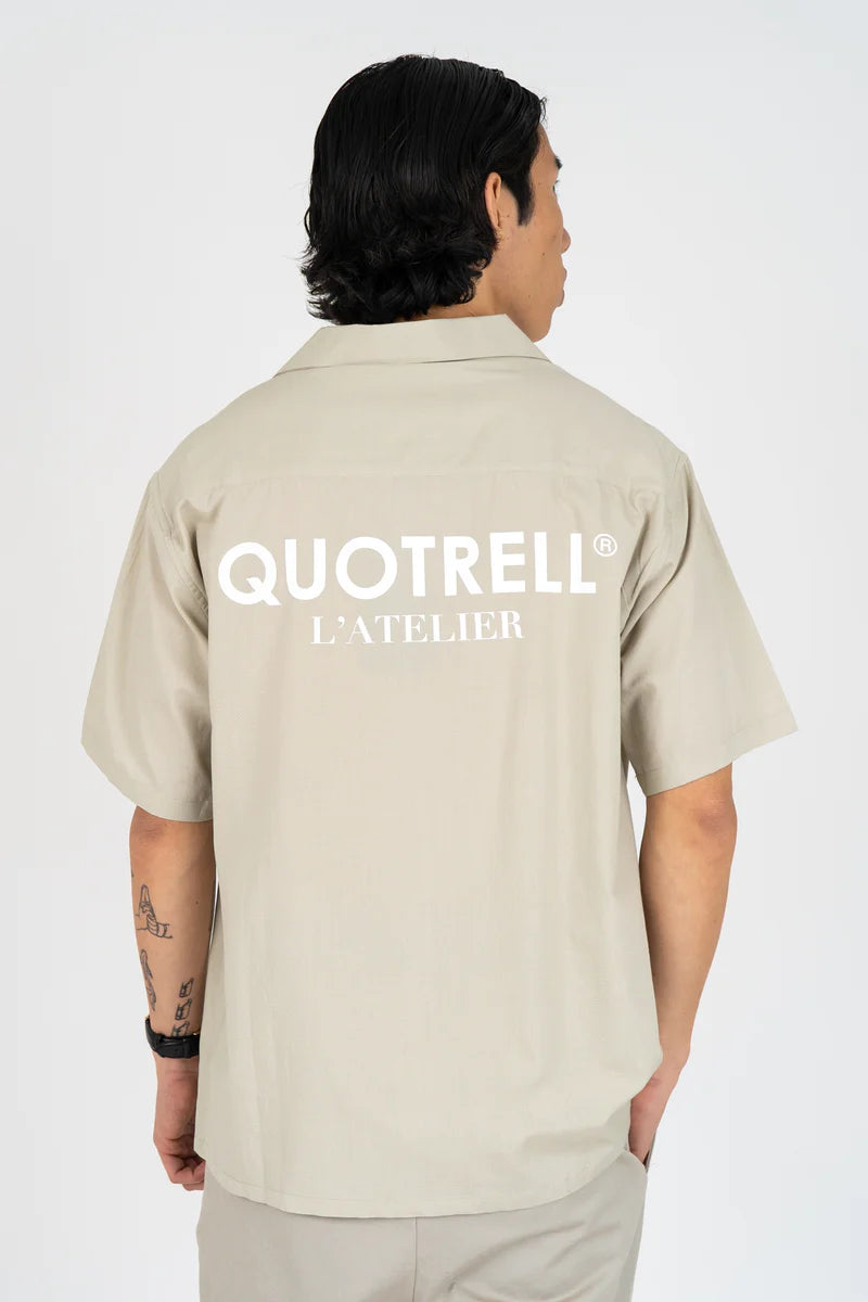 Quotrell L'Atelier Shirt Donker Beige - Wit