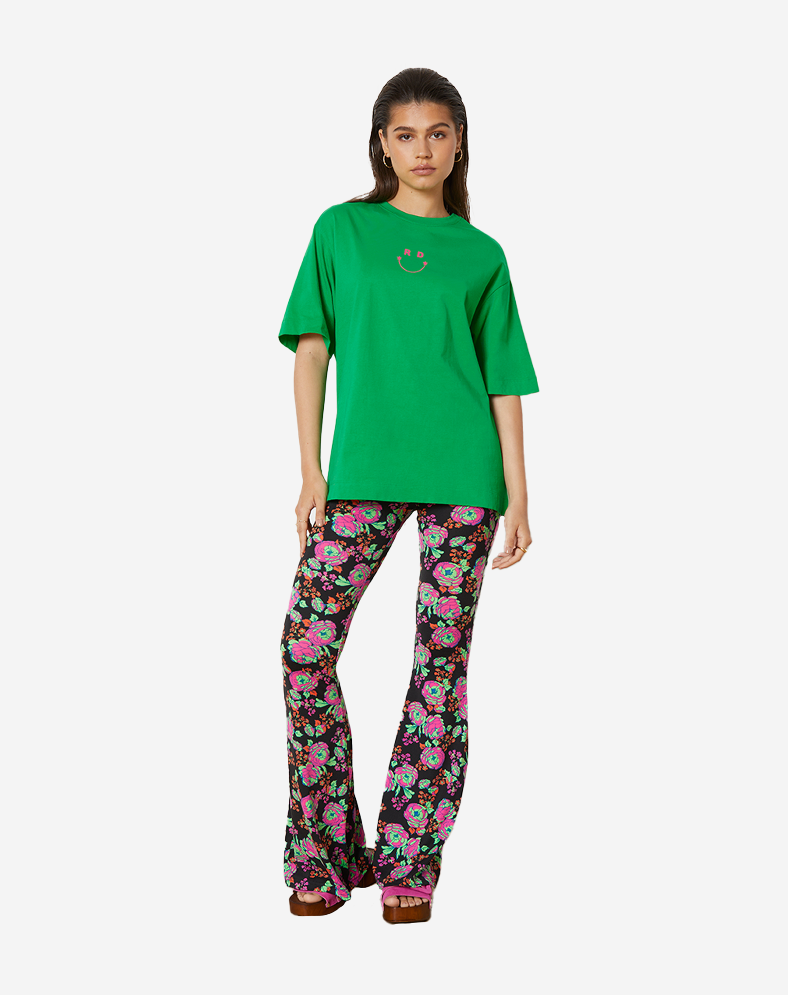Refined Department Knitted Smiley T-shirt Bruna Groen