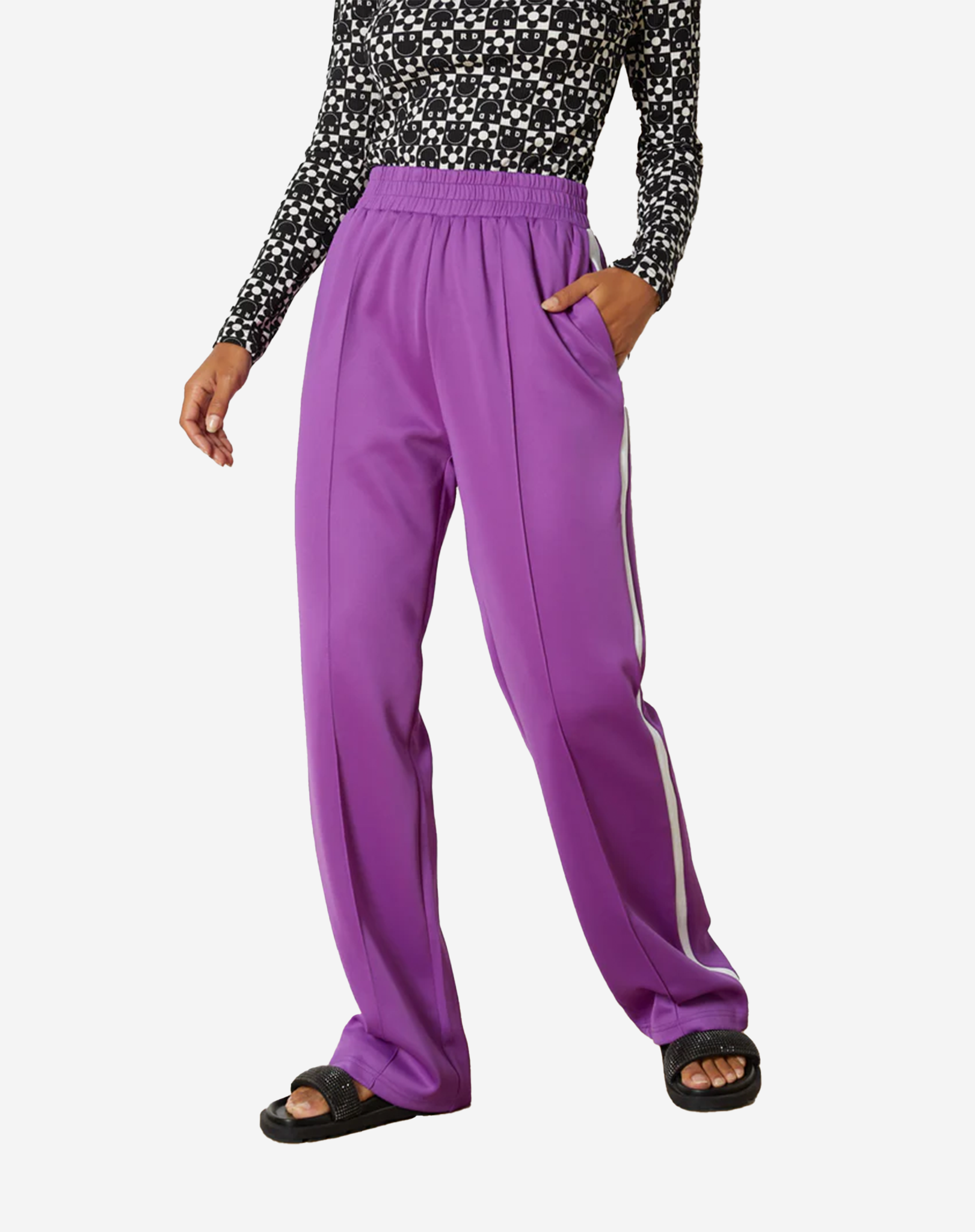 Refined Department Knitted Wide Track Pants Dion Paars