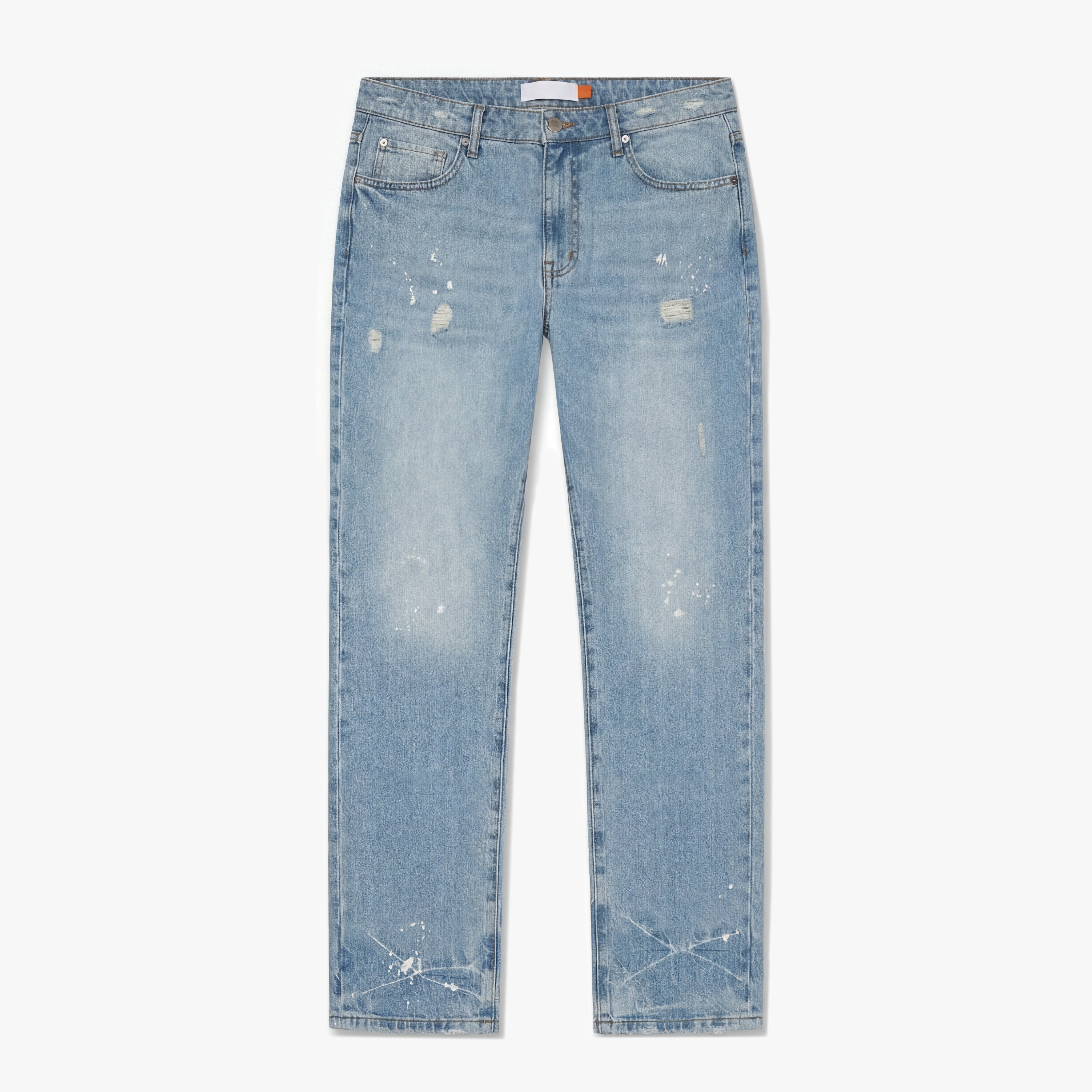 Croyez Straight Leg Washed Denim Jeans- Light Blue