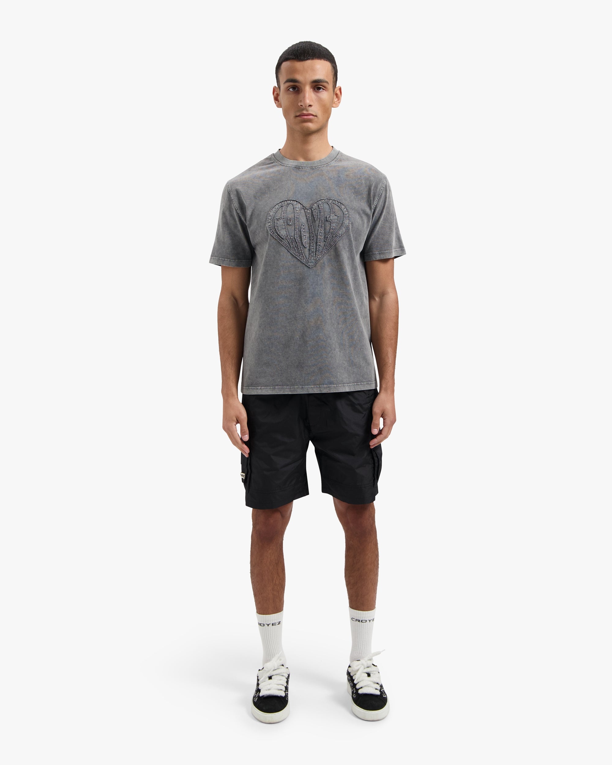 Croyez Cut Out Heart T-shirt- Acid Wash