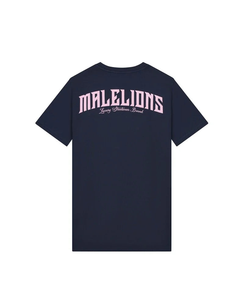 Malelions Boxer T-shirt Donker Blauw - Roze