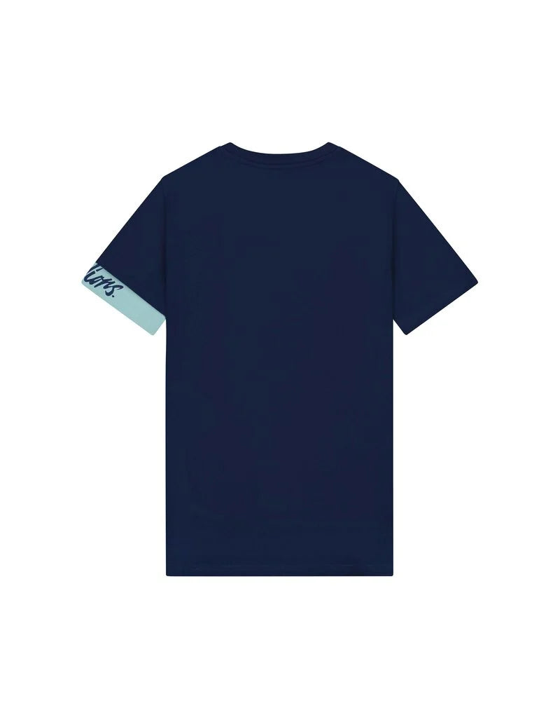 Malelions Captain T-shirt 2.0 Donker Blauw - Licht Blauw