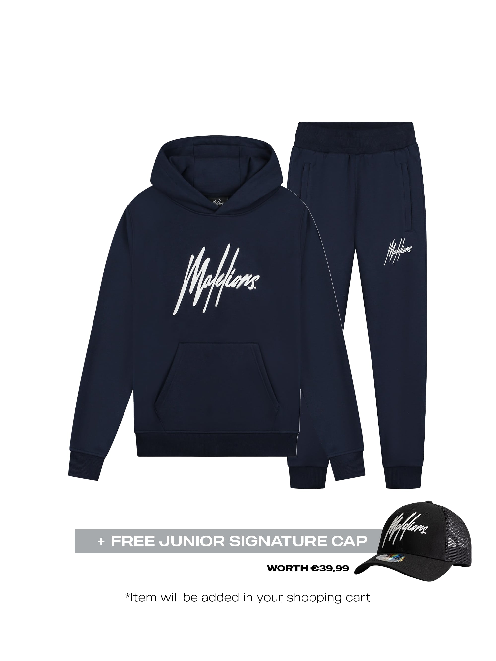 Malelions Junior BF Essential Tracksuit- Navy/White