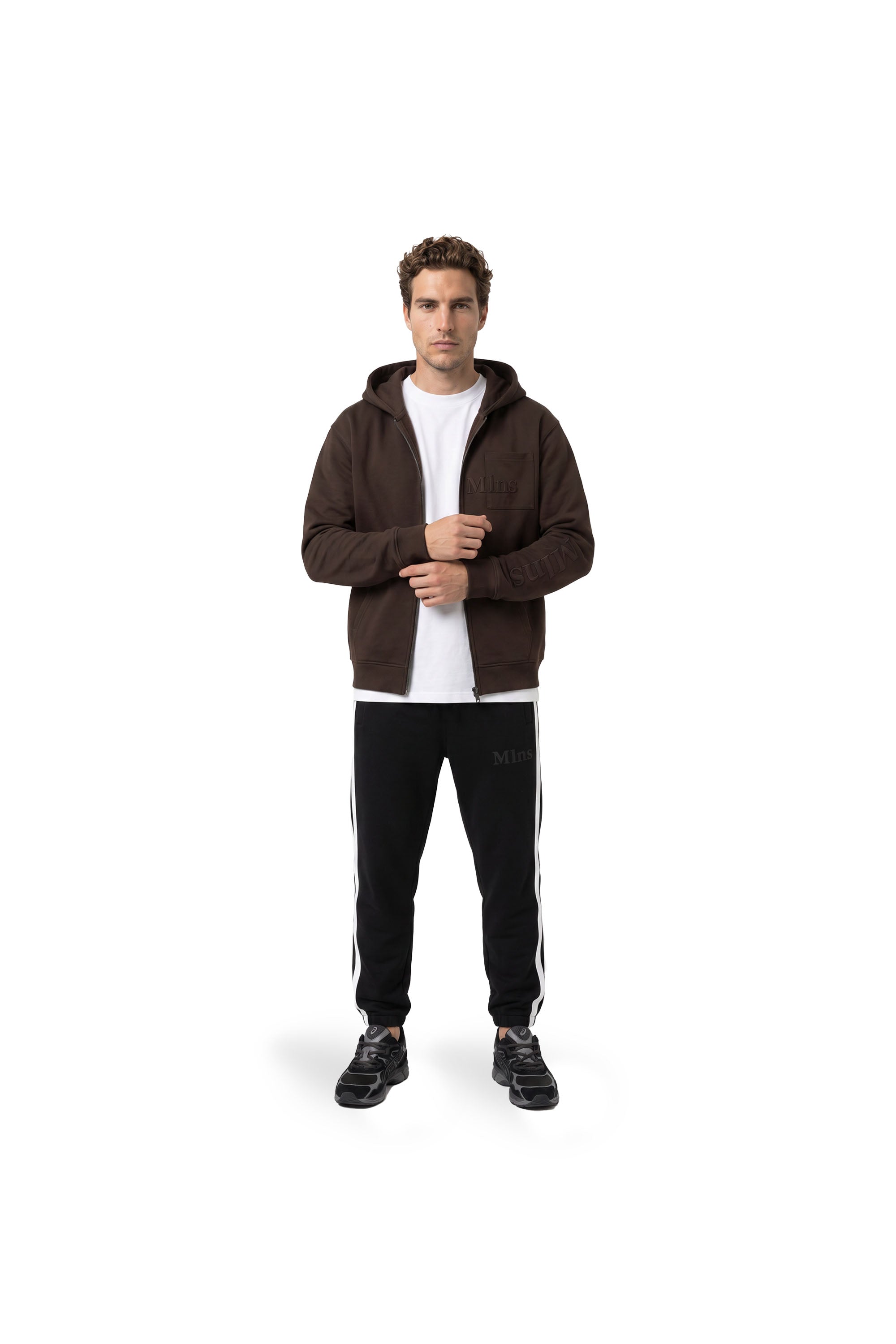 Malelions Men Department Zip Hoodie- Brown