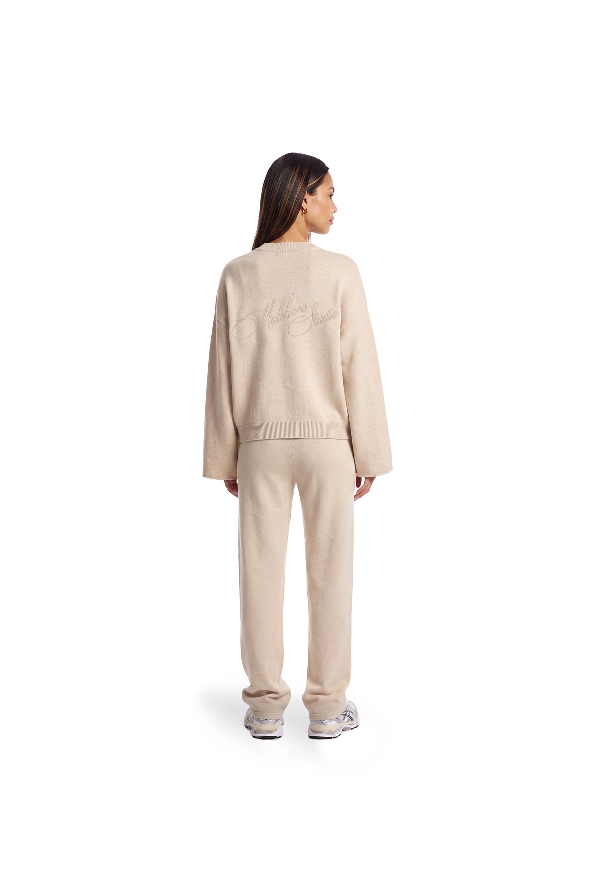 Malelions Women Oversized Knitted Sweater- Beige