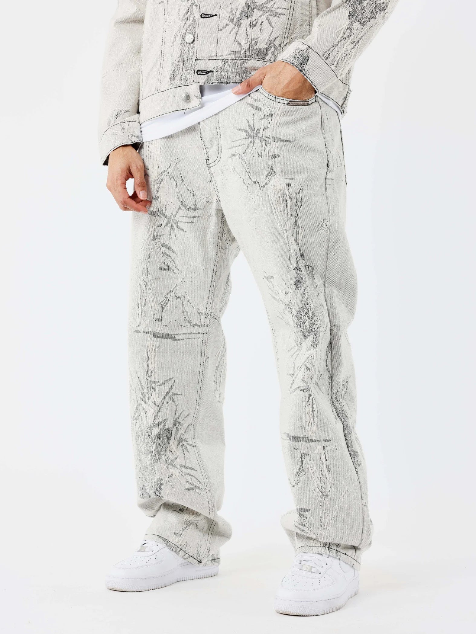 Project X Paris Botanical Jeans- Light Gray