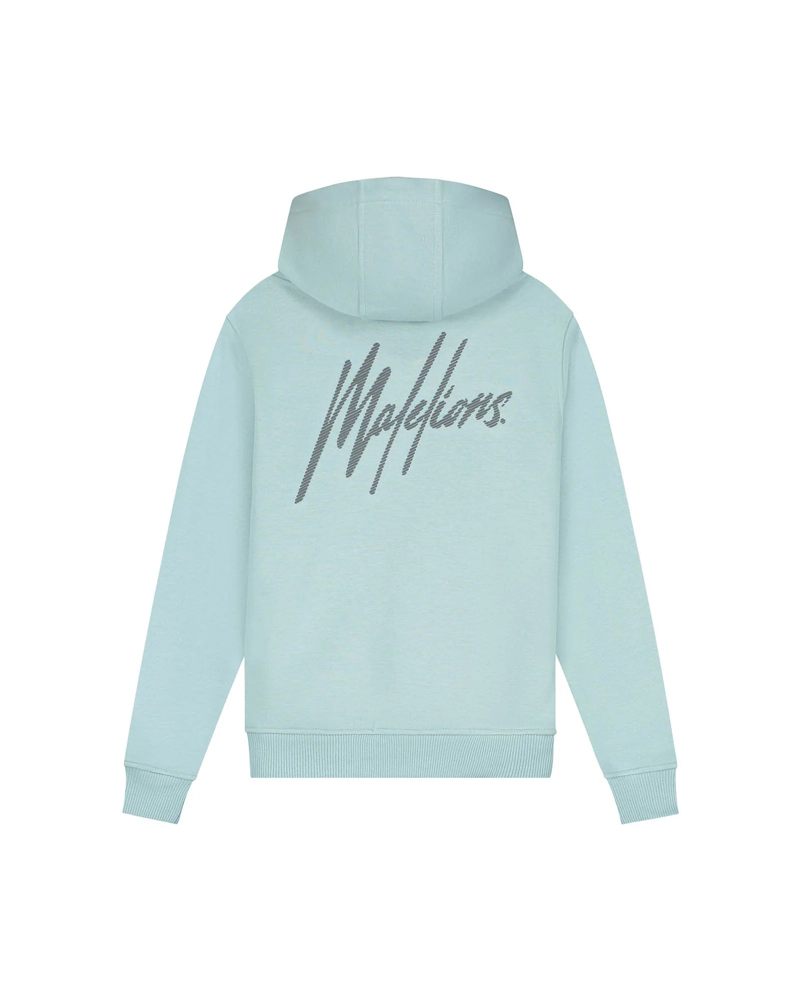 Malelions Junior Striped Signature Hoodie - Aqua Grey / Anthracite