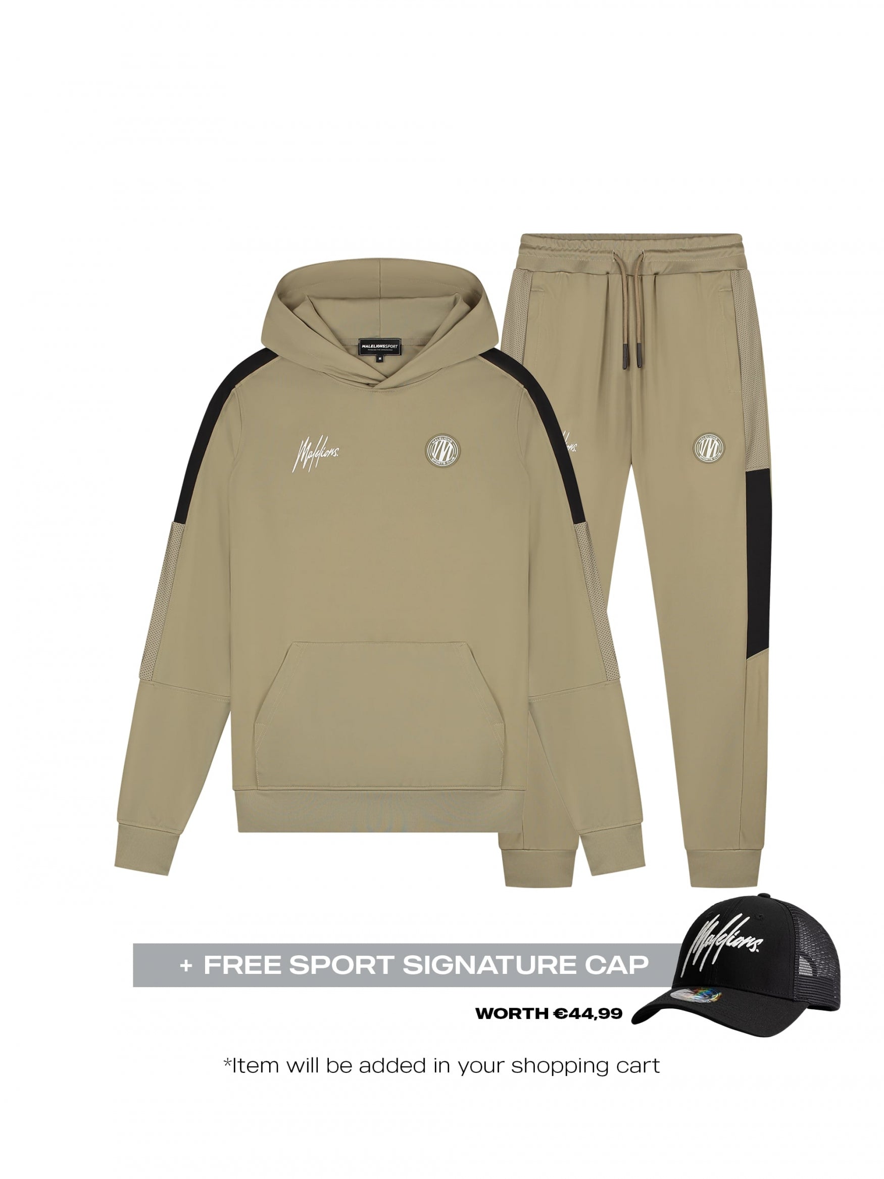 Malelions BF Sport Transfer Hooded Tracksuit- Moss Grey