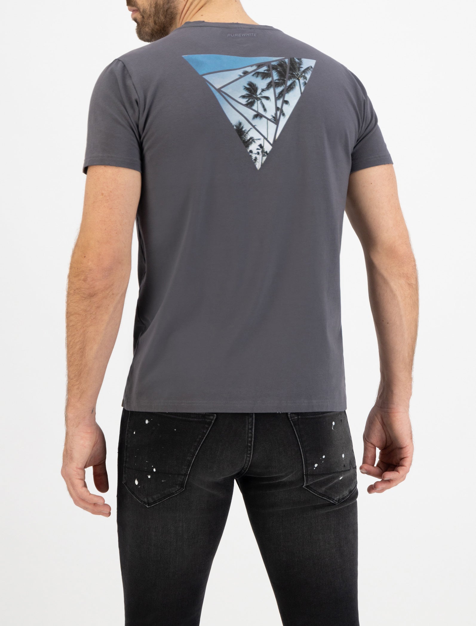 Purewhite T-Shirt Future Triangle grijs