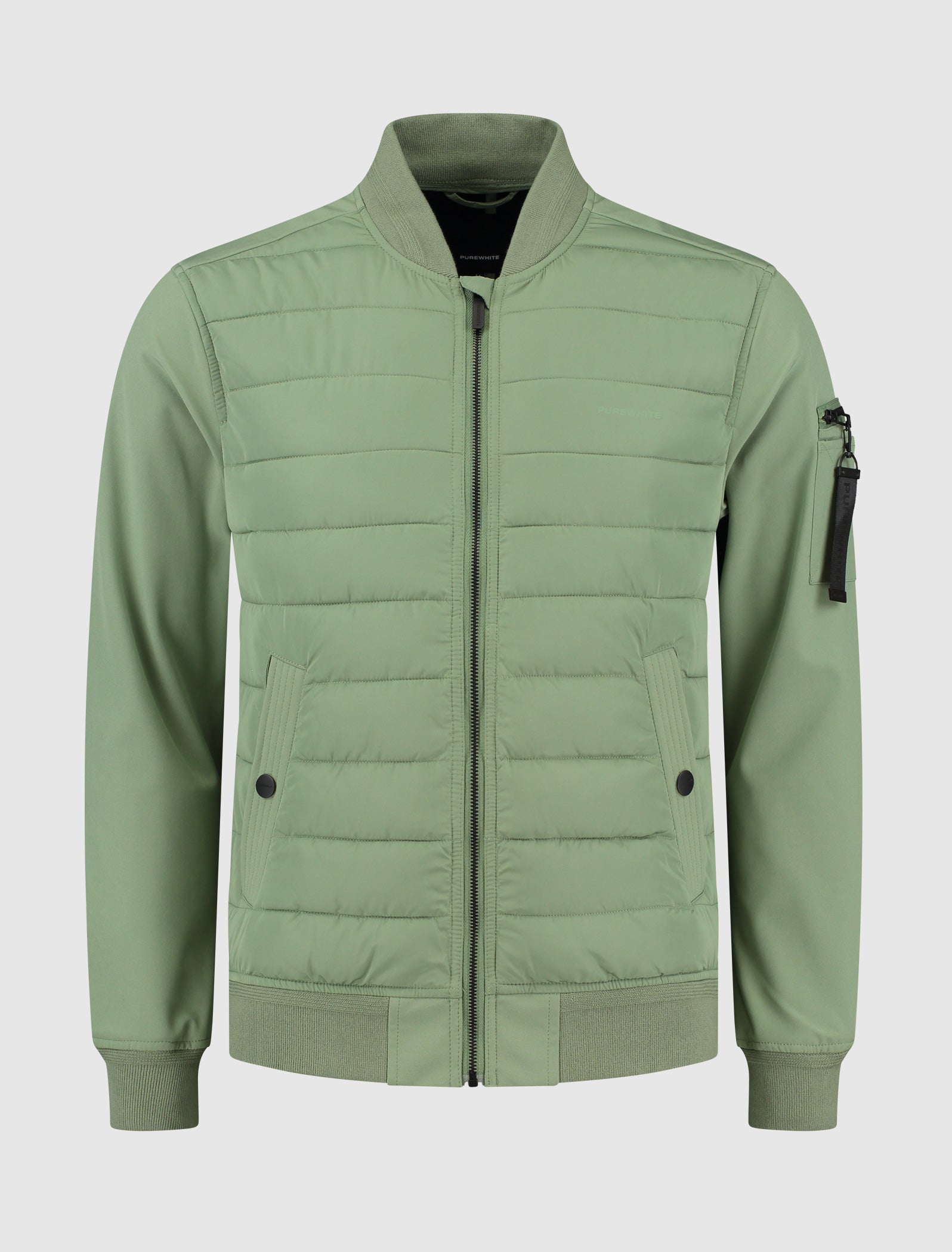Purewhite Softshell Combo Puffer Jacket Army Groen