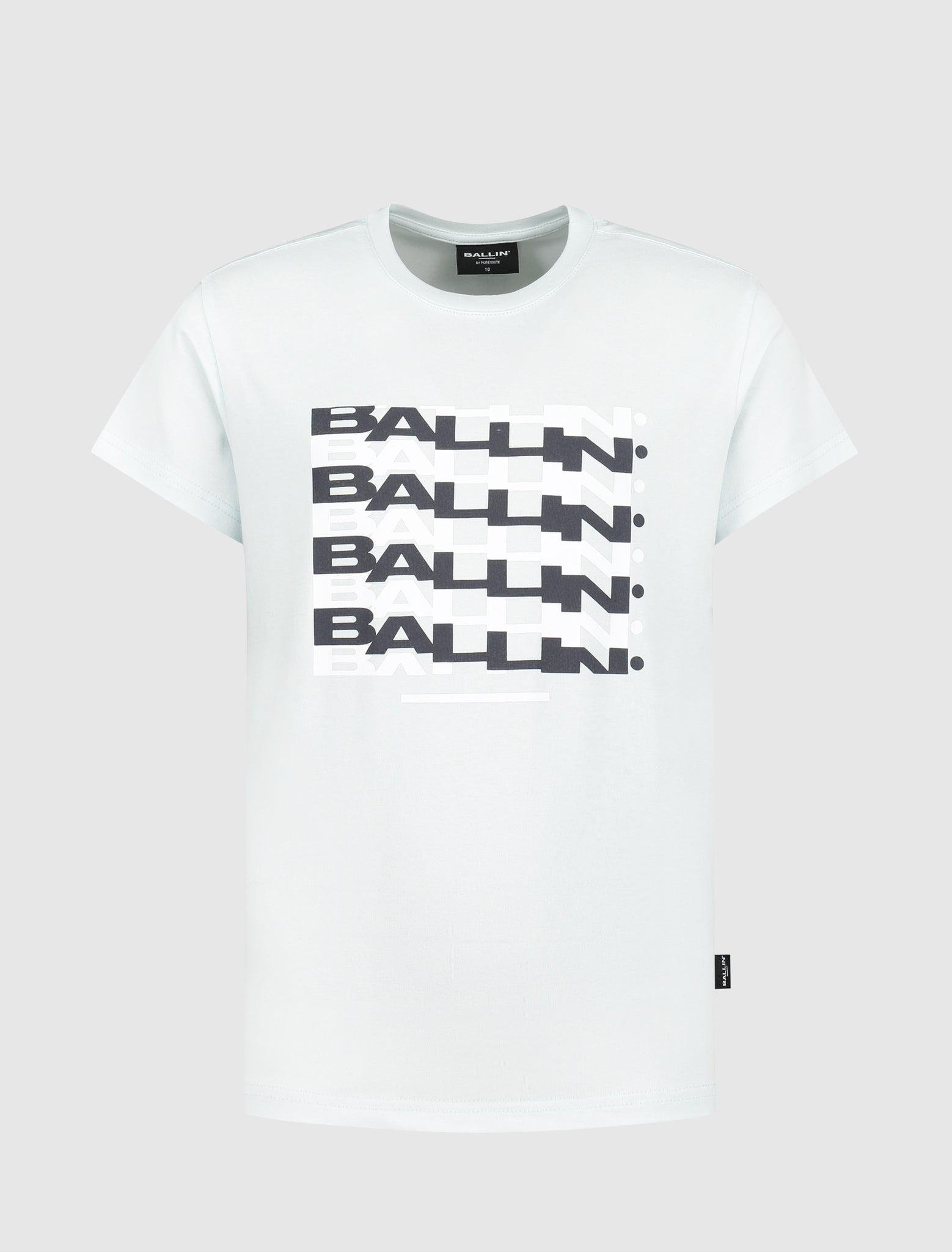 Ballin Kids Oblique Contrasted Logo's T-shirt Licht Blauw