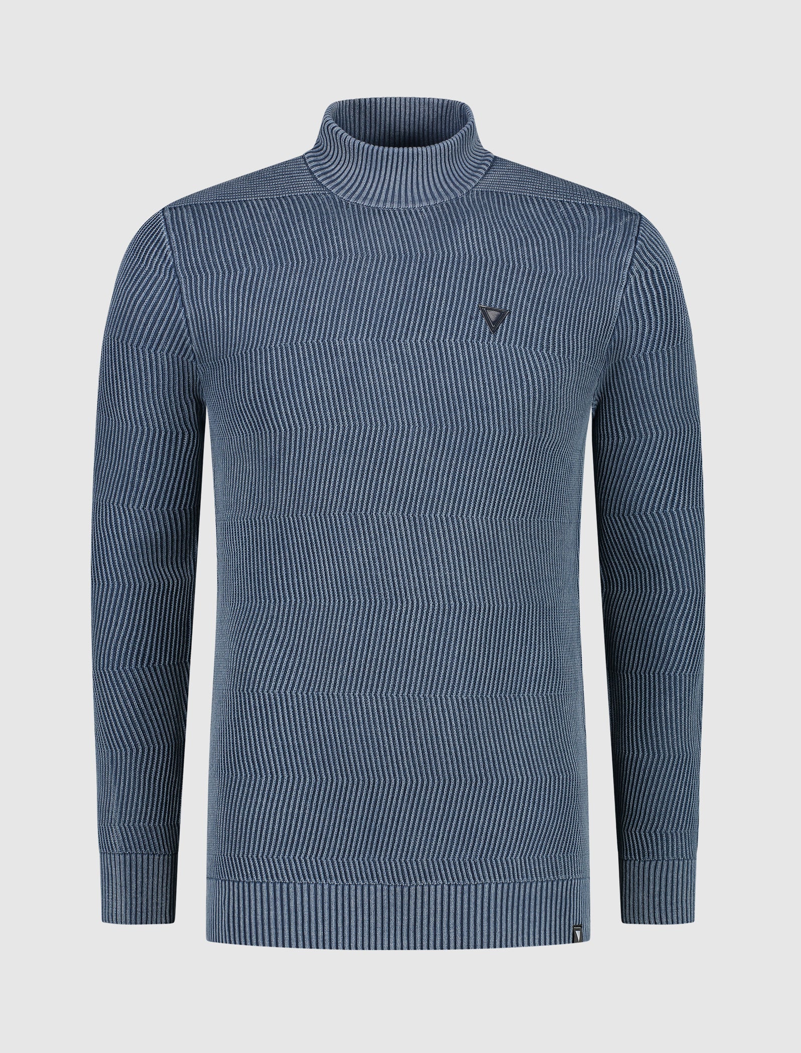Purewhite Jacquard Knit Mockneck Sweater Blauw - Grijs