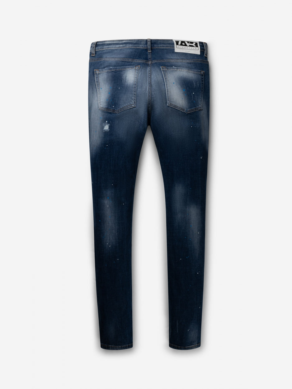 AB Lifestyle Slim Denim Jeans Paint Blauw