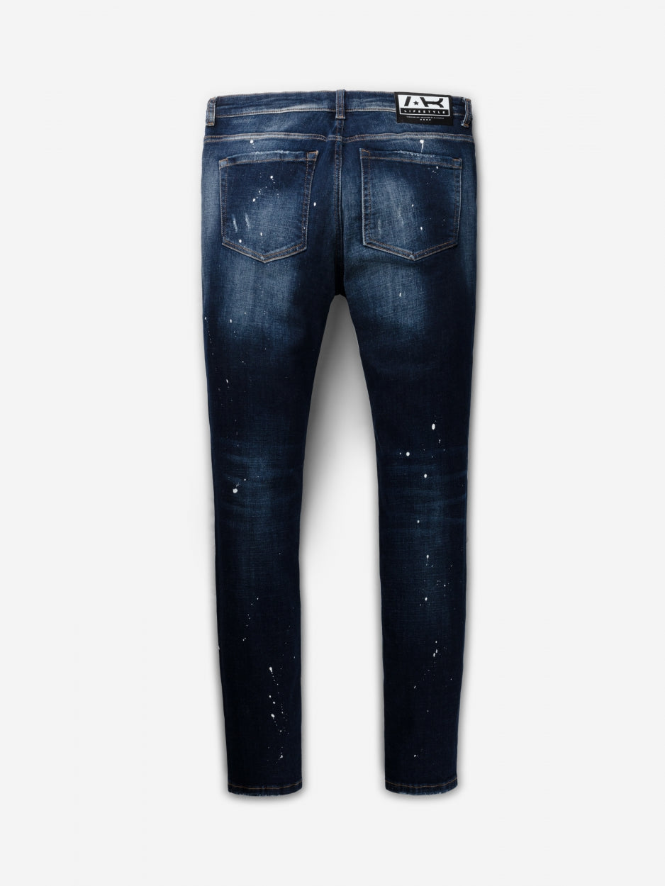AB Lifestyle Slim Denim Jeans Dark Paint Blauw