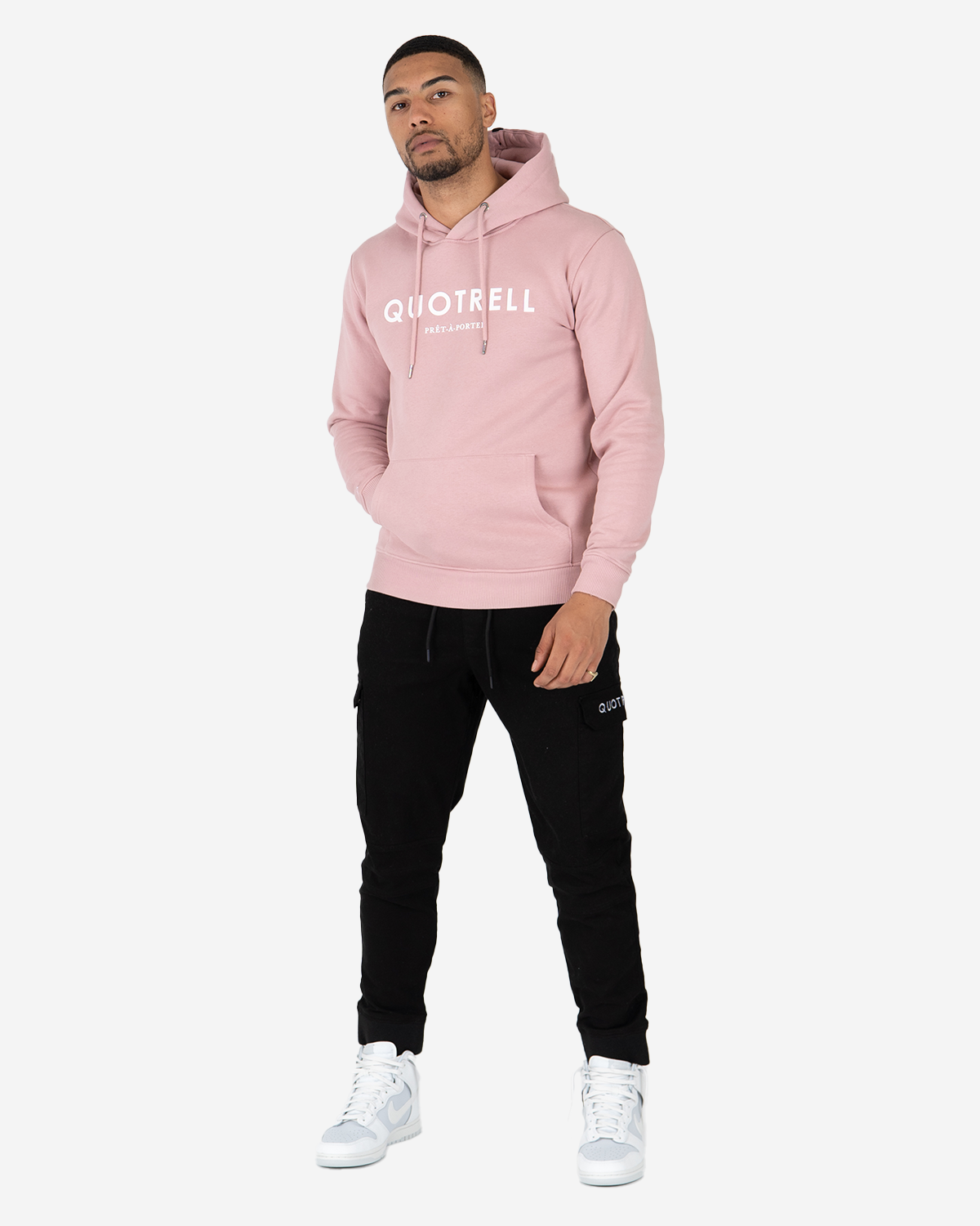 Quotrell Basic Hoodie Mauve - Wit