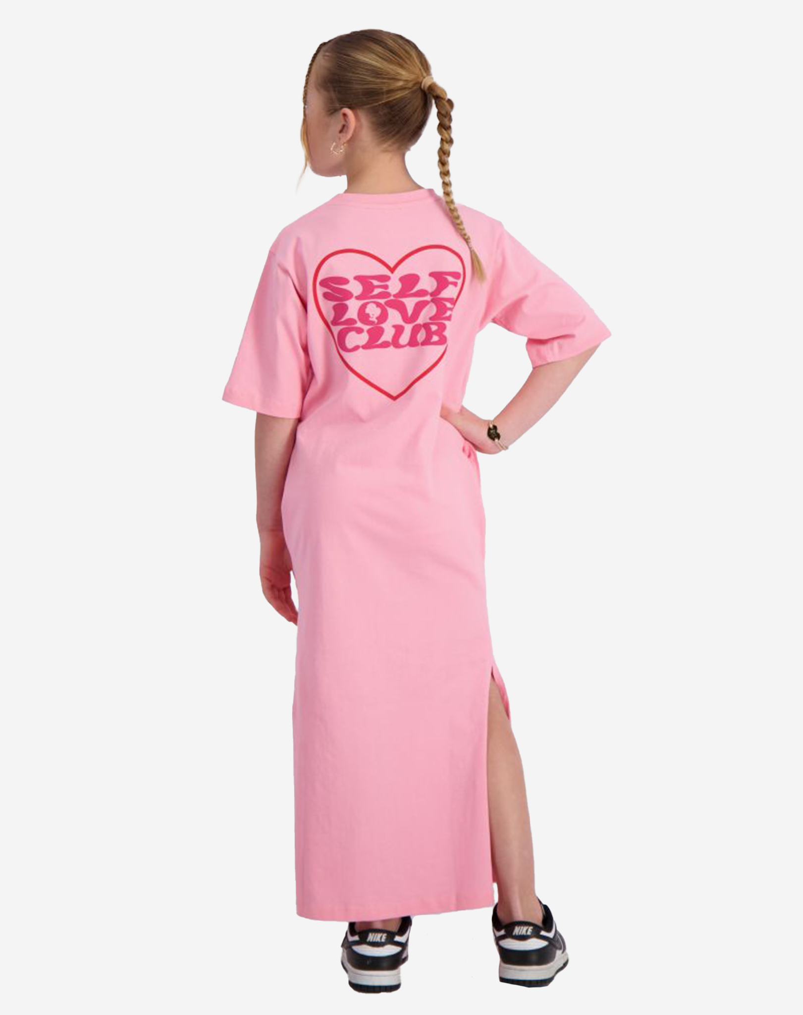 Reinders Kids T-shirt Long Dress Self Love Club Flower Roze