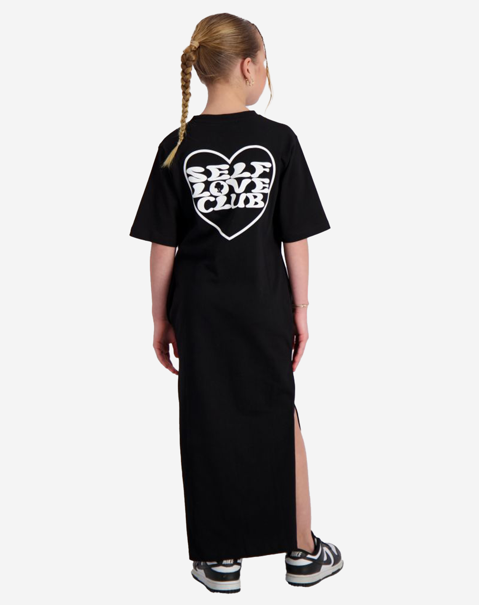 Reinders Kids T-shirt Long Dress Self Love Club Zwart