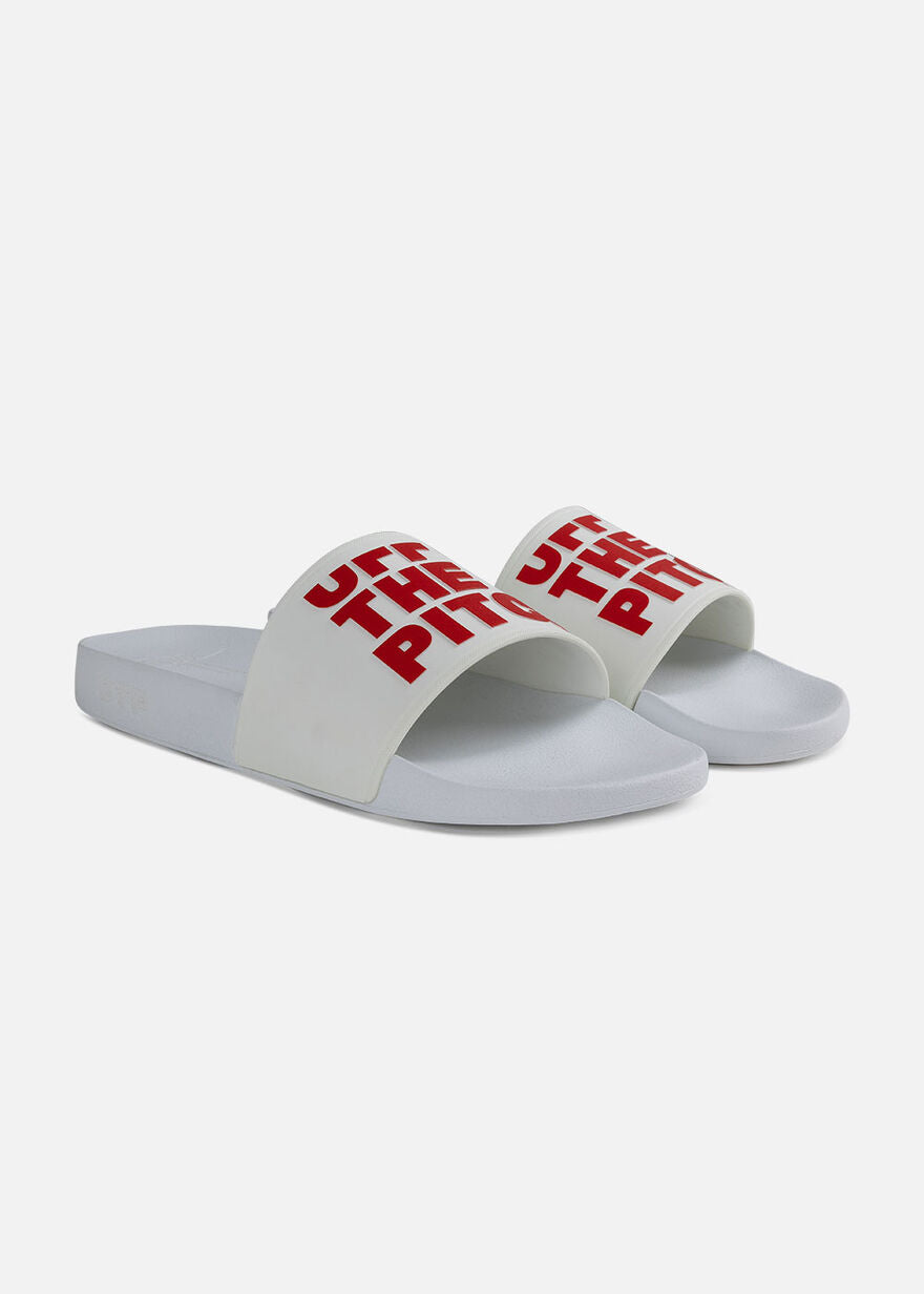 Off The Pitch Slippers White - Hot Coral