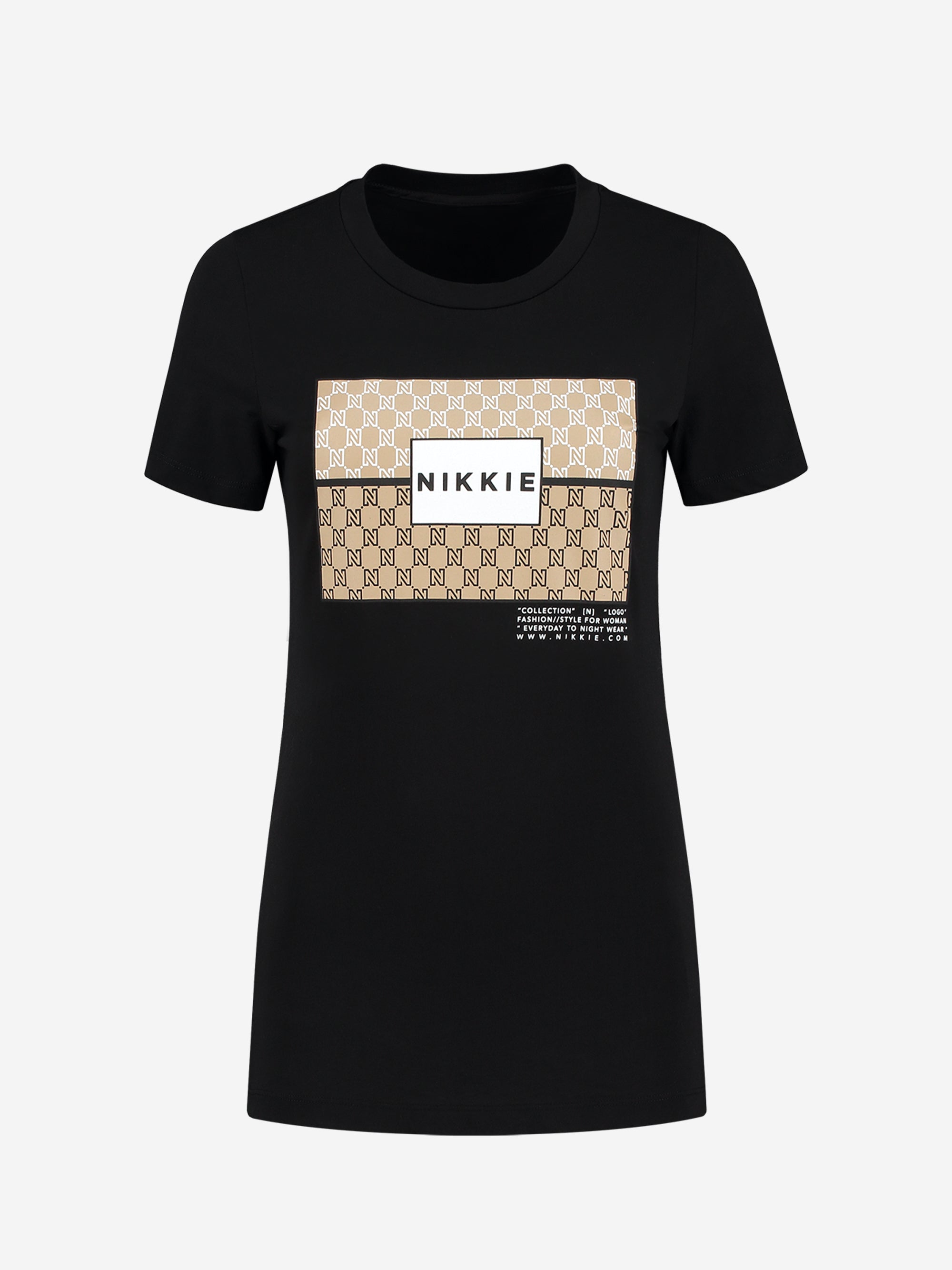 Nikkie Mono Tone Logo T-shirt Zwart