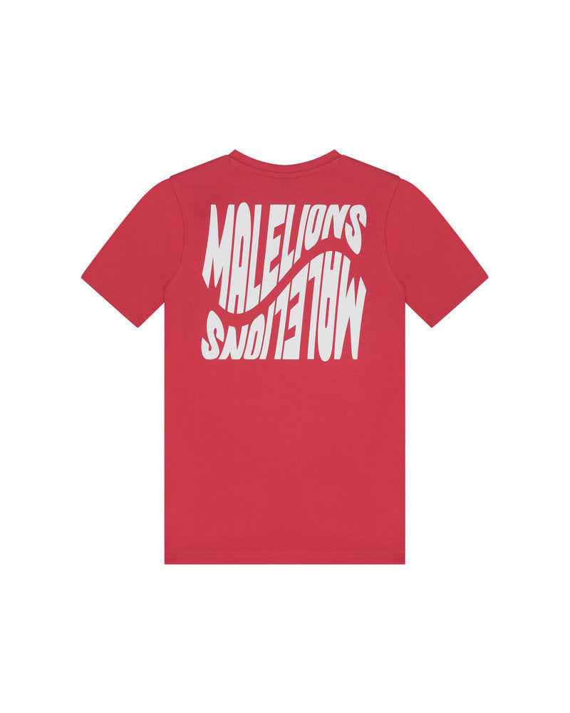 Malelions Junior Wave Graphic T-shirt Rood - Wit