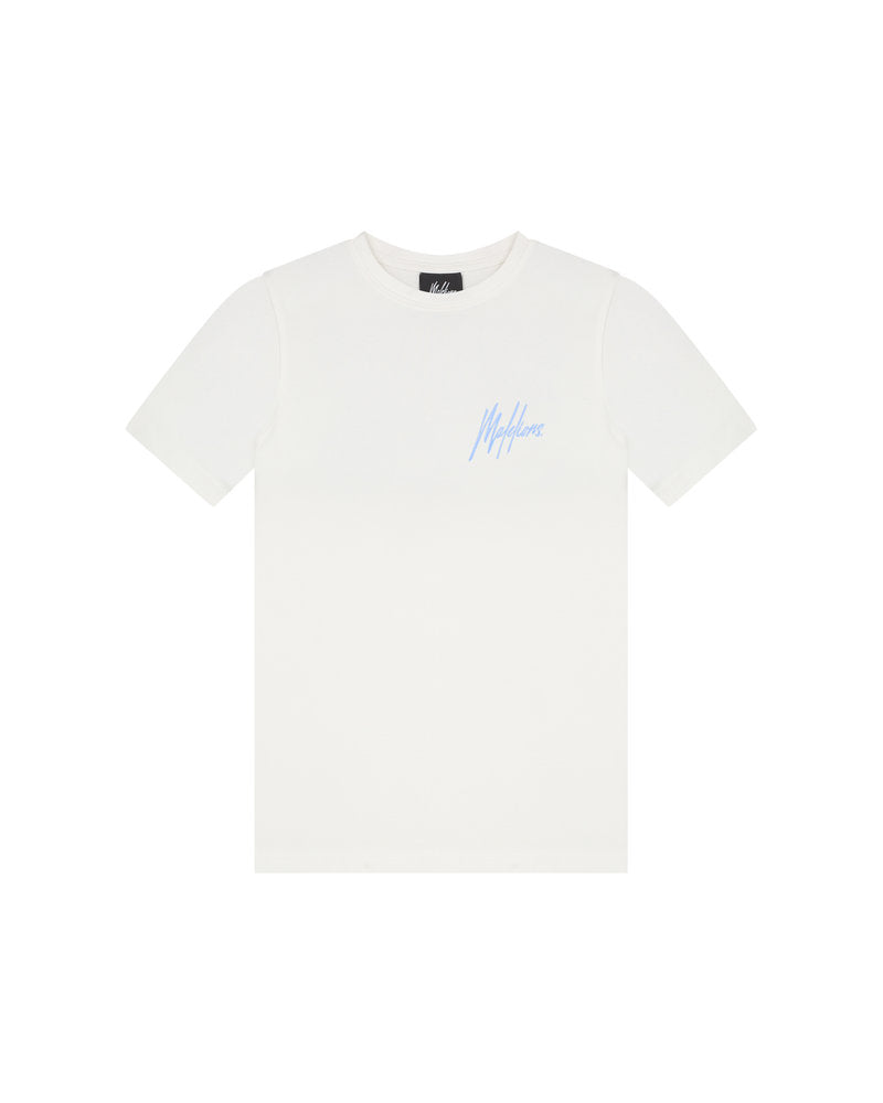 Malelions Junior Wave Graphic T-shirt Off White - Vista Blauw